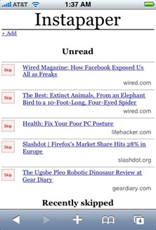 Instapaper instant bookmarks