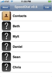 iPhone Speed Dial app screenshot