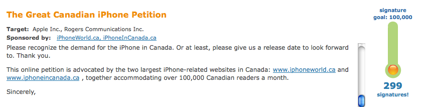 Petition for iPhone in Canada Petition for iPhone in Canada