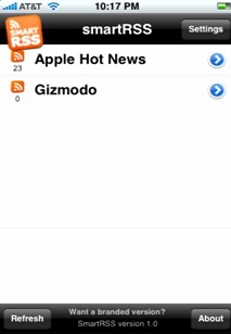 smartRSS iPhone app
