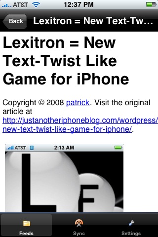 Feeds Google Reader RSS app for iPhone Feeds Google Reader RSS app for iPhone