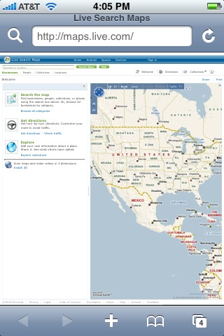 MS Live Search on iPhone MS Live Search on iPhone