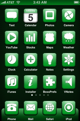 Monodrome Green iPhone Summerboard theme