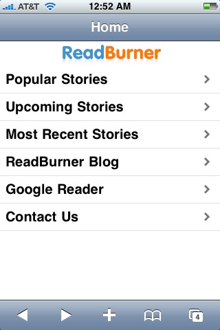 ReadBurner Mobile on iPhone ReadBurner Mobile on iPhone