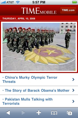 Time Magazine iPhone site