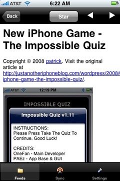 Feeds iPhone Google Reader app