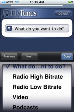 Flytunes on iPhone