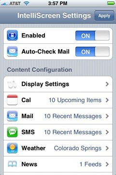IntelliScreen iPhone Lock Screen app