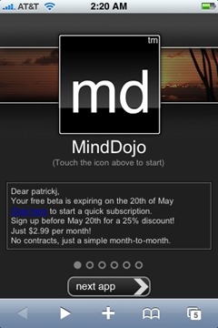 MindDojo iPhone web app