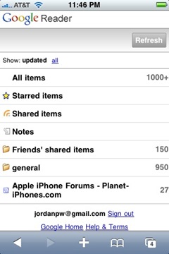 Google Reader iPhone Beta