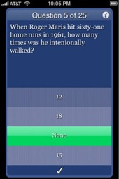 iPhone baseball trivia game