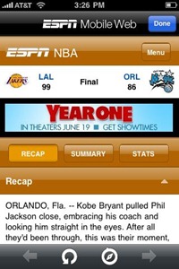 ESPN ScoreCenter for iPhone