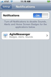 Agile Messenger push notification settings Agile Messenger push notification settings