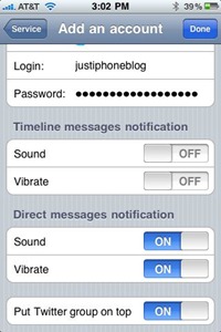IM+ notiications settings