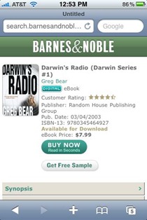Barnes and Noble iPhone ebook reader app