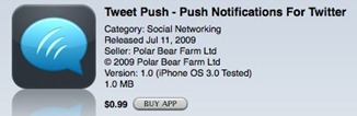 Tweet Push iPhone app