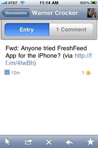 Freshfeed on iPhone