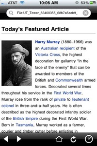Wikipedia Mobile on iPhone Wikipedia Mobile on iPhone