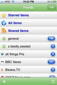 Feeds iPhone RSS app