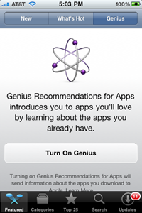Genius for apps on iPhone