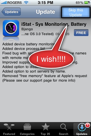ignore app update