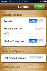 Put Things Off for iPhone