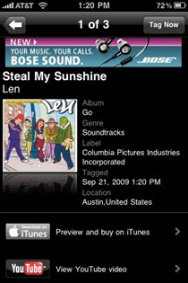 Shazam iPhone app