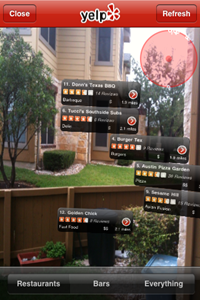 Yelp iPhone app with augmented reality Yelp iPhone app with augmented reality