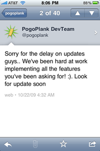 PogoPlank update tweet PogoPlank update tweet