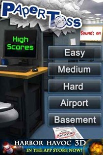 Paper Toss iPhone app