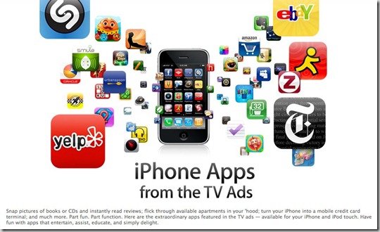 iPhone apps shown in the TV ads