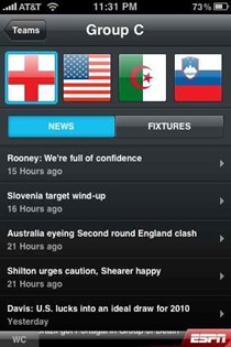 ESPN 2010 World Cup for iPhone