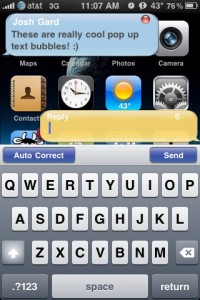 Home screen with tlert and response popup Home screen with tlert and response popup
