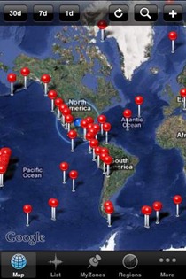 Quake Zones iPhone app Quake Zones iPhone app