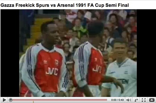 YouTube - Gazza Freekick Spurs vs Arsenal 1991 FA Cup Semi Final