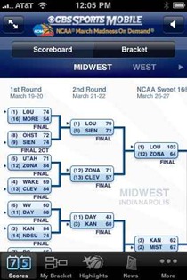 CBS Sports NCAA March Madness on Demand iPhone app CBS Sports NCAA March Madness on Demand iPhone app
