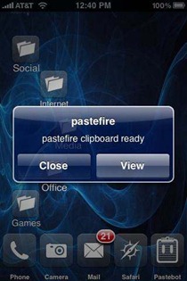 Pastefire iPhone app Pastefire iPhone app