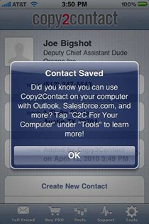 Copy2Contact iPhone app