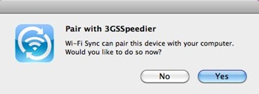Wi-Fi Sync app pairing