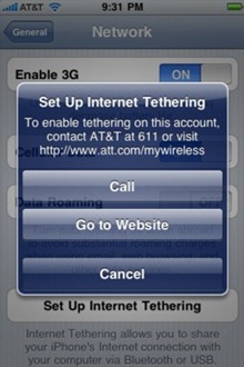 iPhone tethering