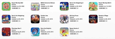 Sega iPhone games