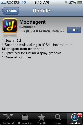 Moodagent 2.2 for iPhone