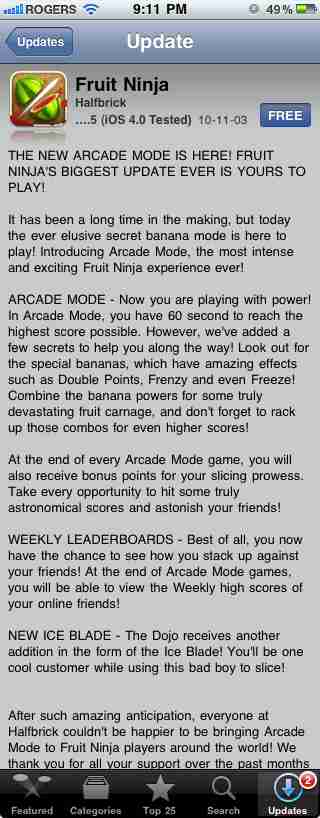Fruit Ninja Arcade Mode